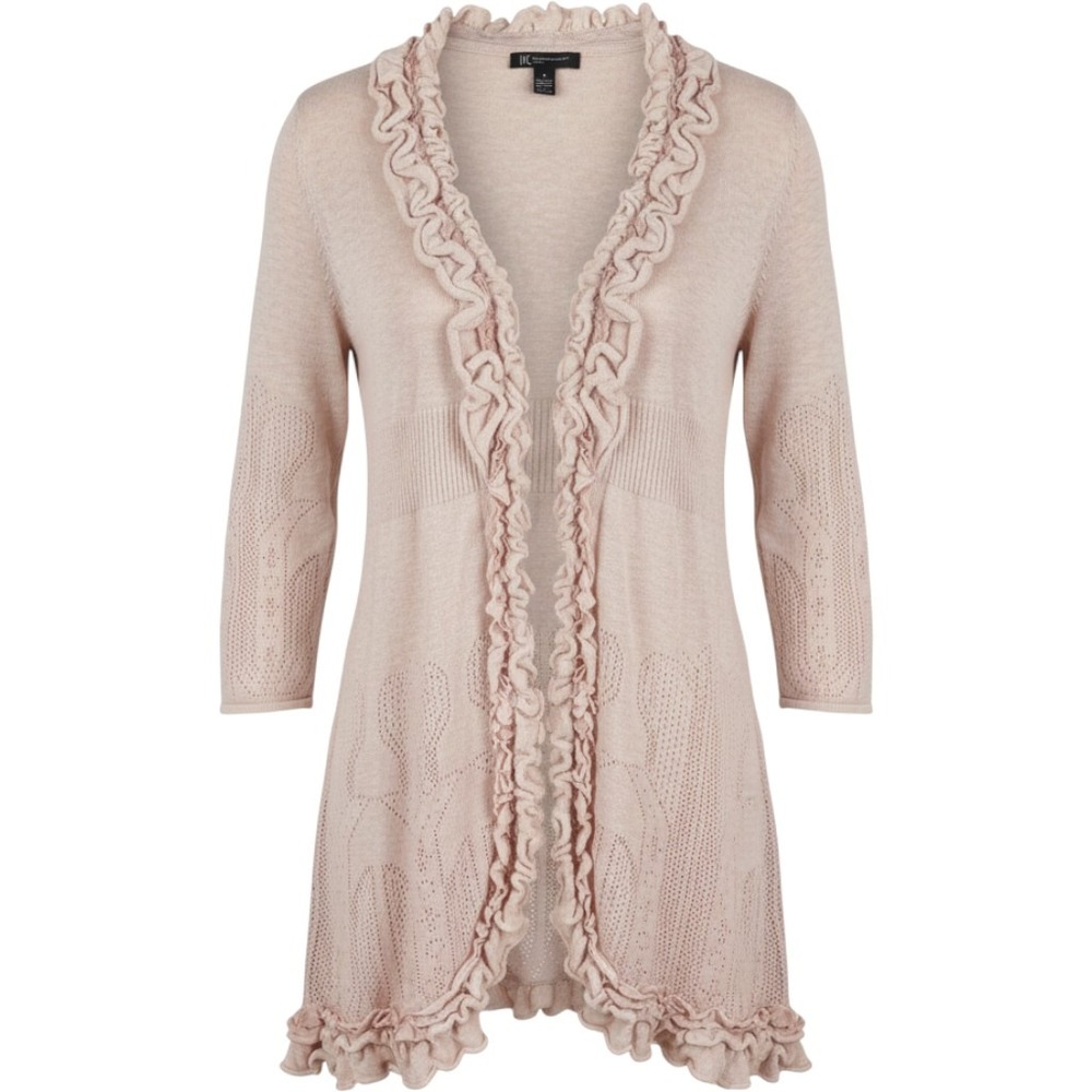 INC International Concepts Pink Ruffle Pointelle Cardigan 2X WPL 8046